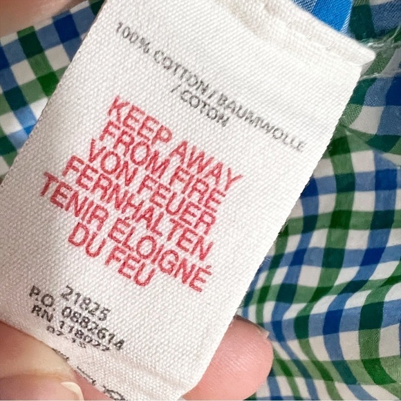 Mini Boden Blue Green Mini Check Plaid Button Up Boy’s Shirt - Picture 5 of 6